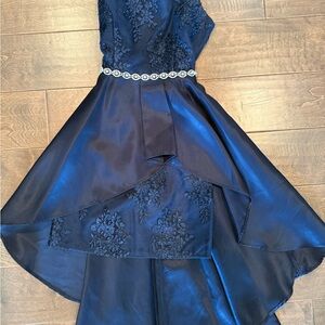 Rare Editions Navy Blue Floral Kids Dress